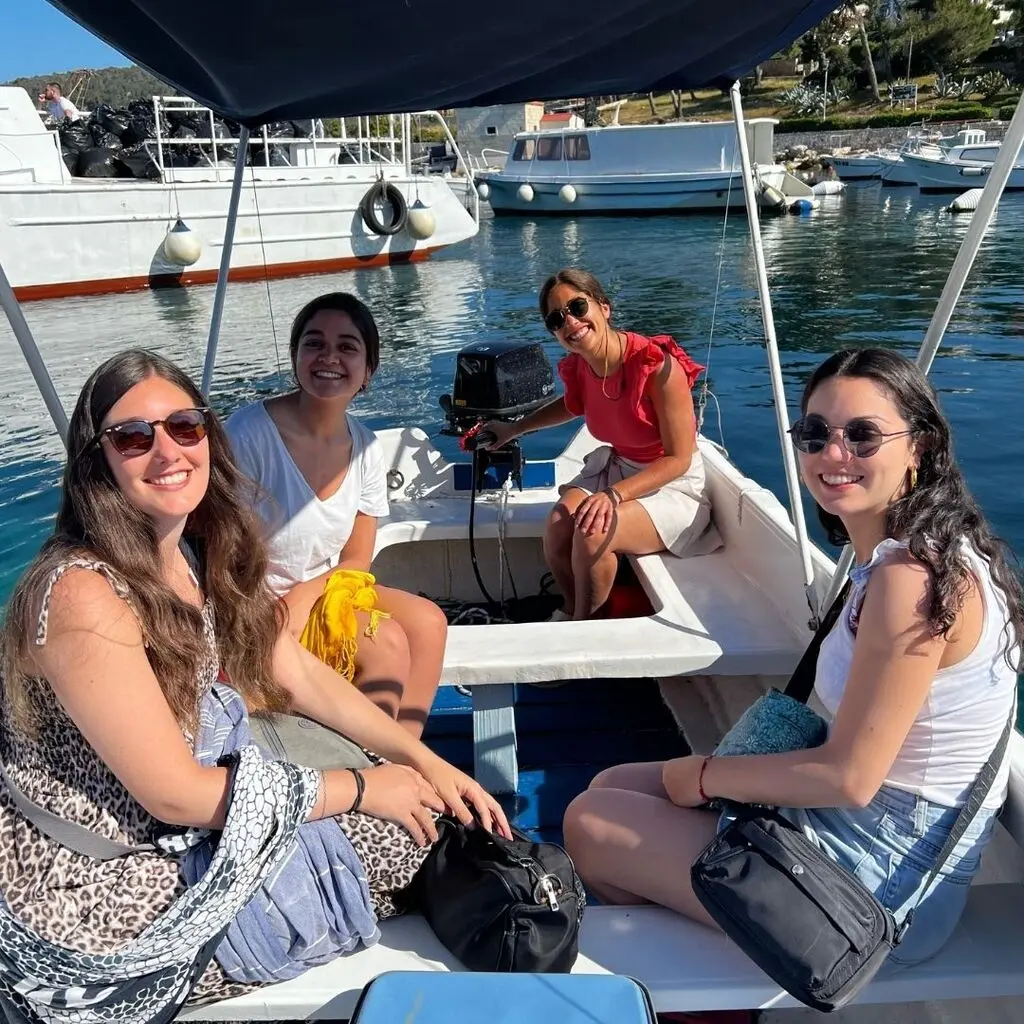 A beautiful day at sea with a crew